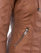 Women's Faux Leather Jacket – Classic Zip-Up Biker Jacket