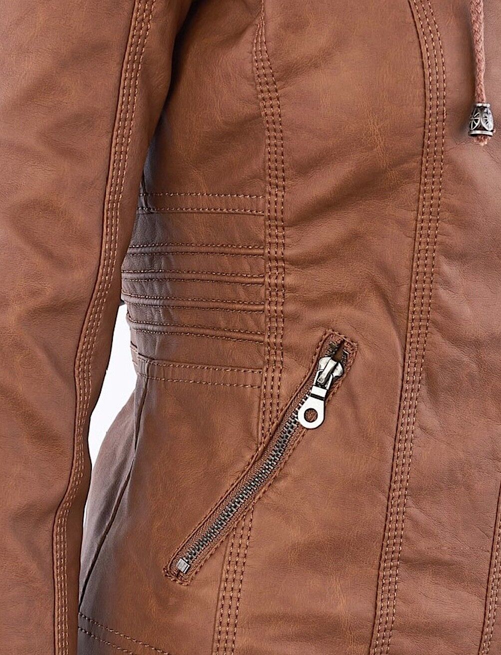 Women's Faux Leather Jacket – Classic Zip-Up Biker Jacket