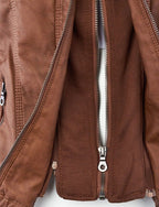 Women's Faux Leather Jacket – Classic Zip-Up Biker Jacket