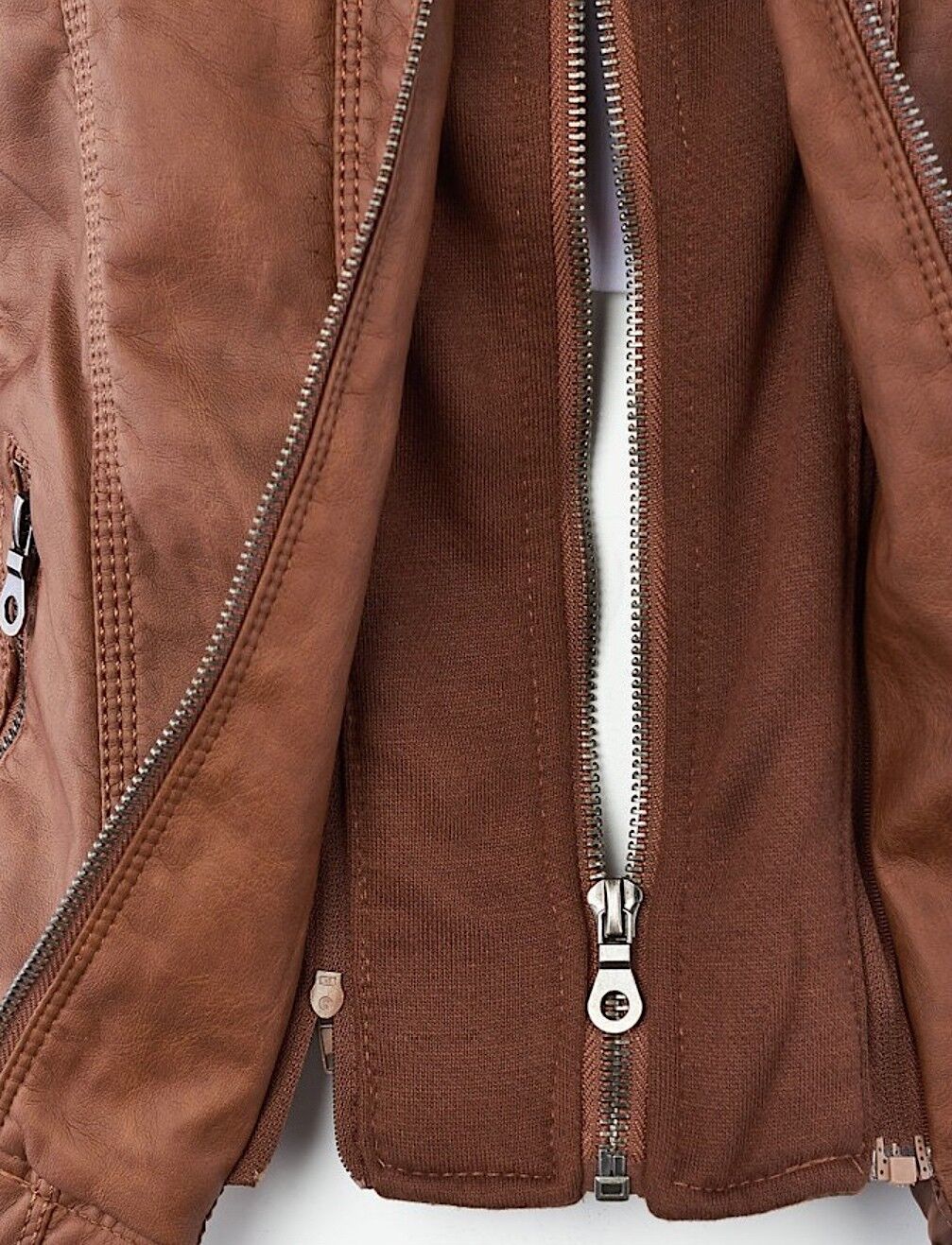 Women's Faux Leather Jacket – Classic Zip-Up Biker Jacket