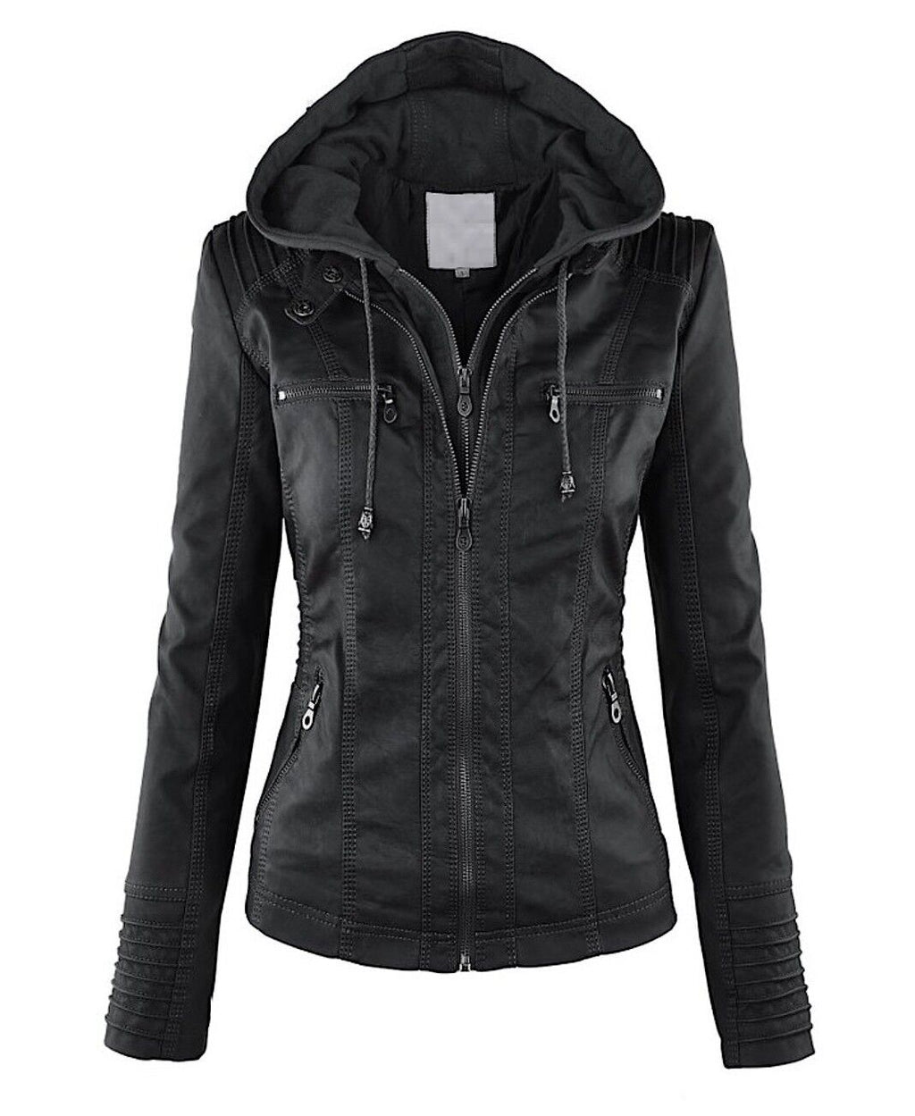Women's Faux Leather Jacket – Classic Zip-Up Biker Jacket