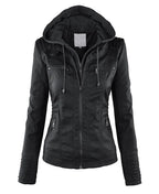 Women's Faux Leather Jacket – Classic Zip-Up Biker Jacket