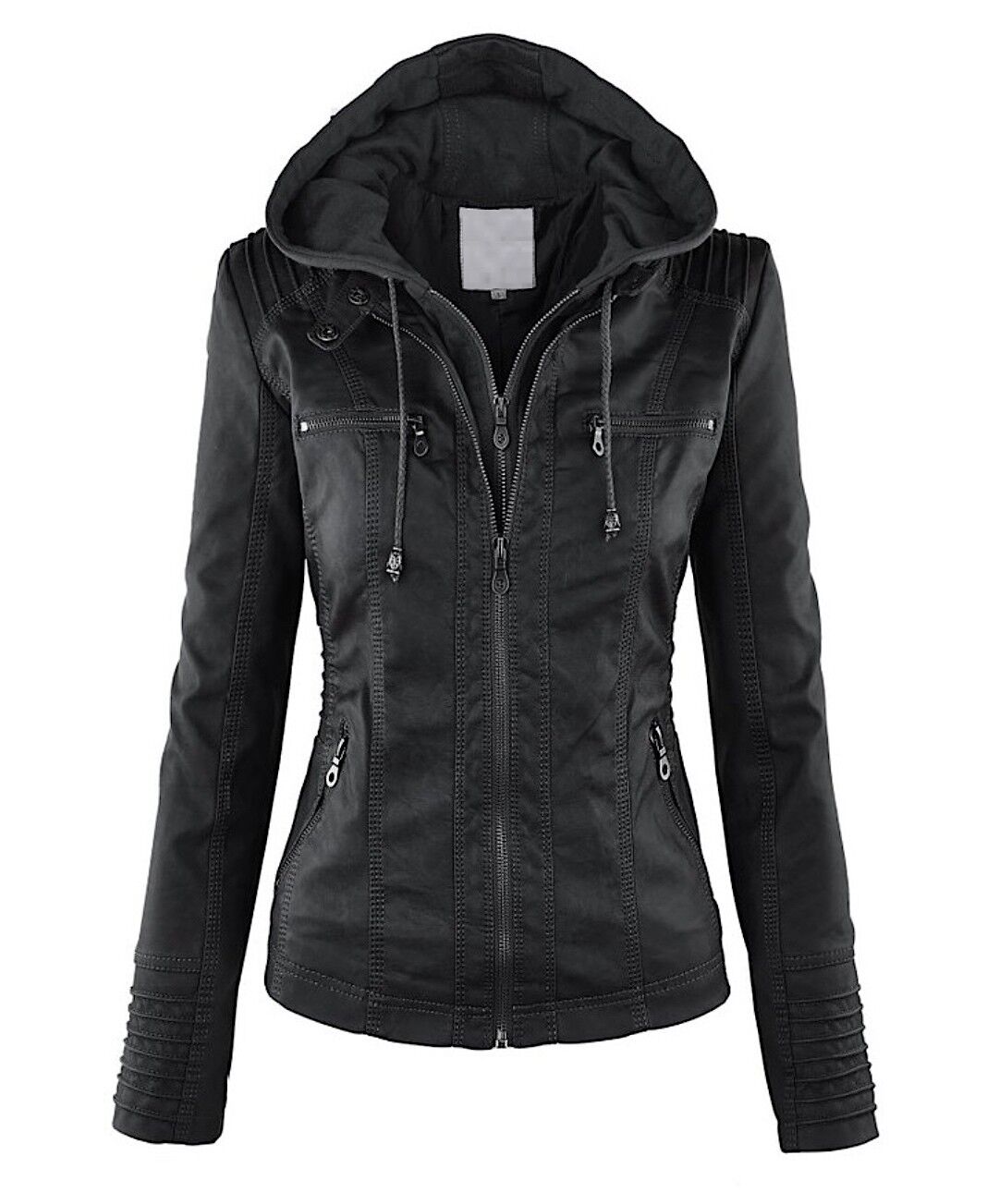 Women's Faux Leather Jacket – Classic Zip-Up Biker Jacket