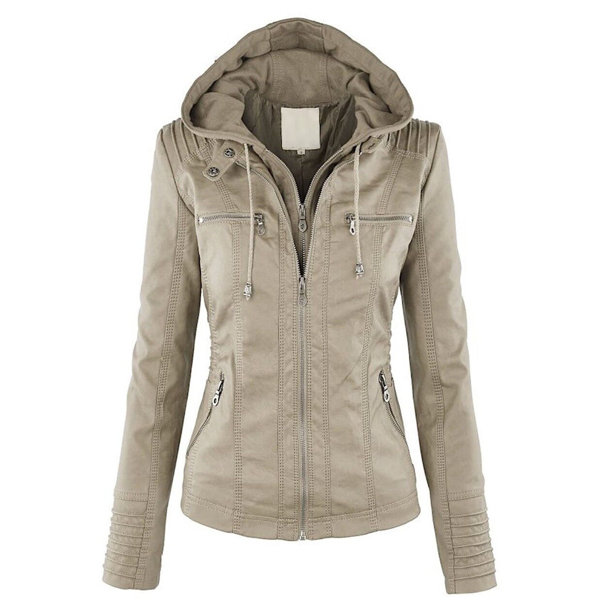 Women's Faux Leather Jacket – Classic Zip-Up Biker Jacket