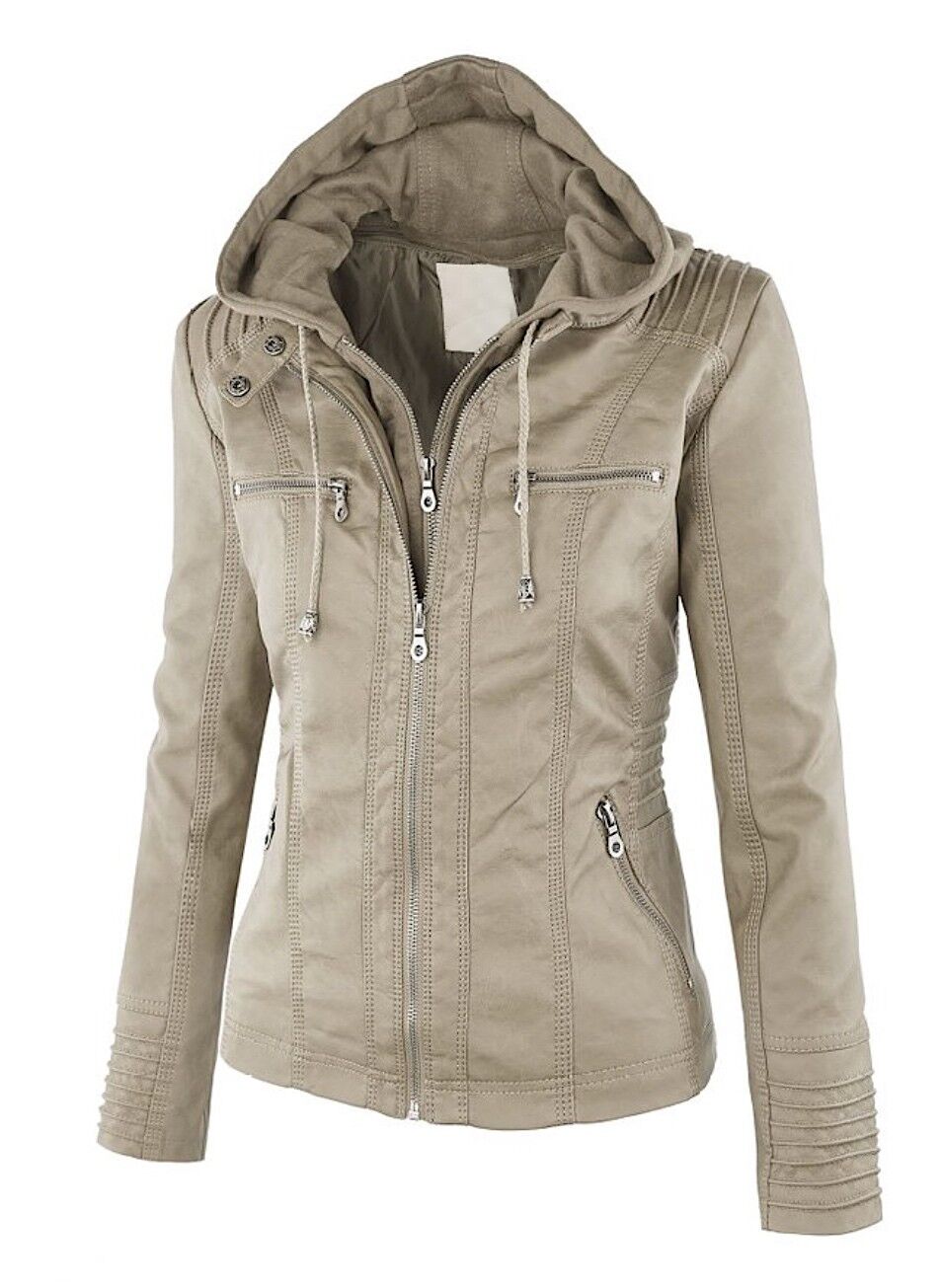 Women's Faux Leather Jacket – Classic Zip-Up Biker Jacket