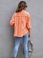 Women's Oversized Jacket – Relaxed Button Front Casual Jacket