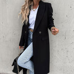 Women's Longline Coat – Tailored Button Front Overcoat