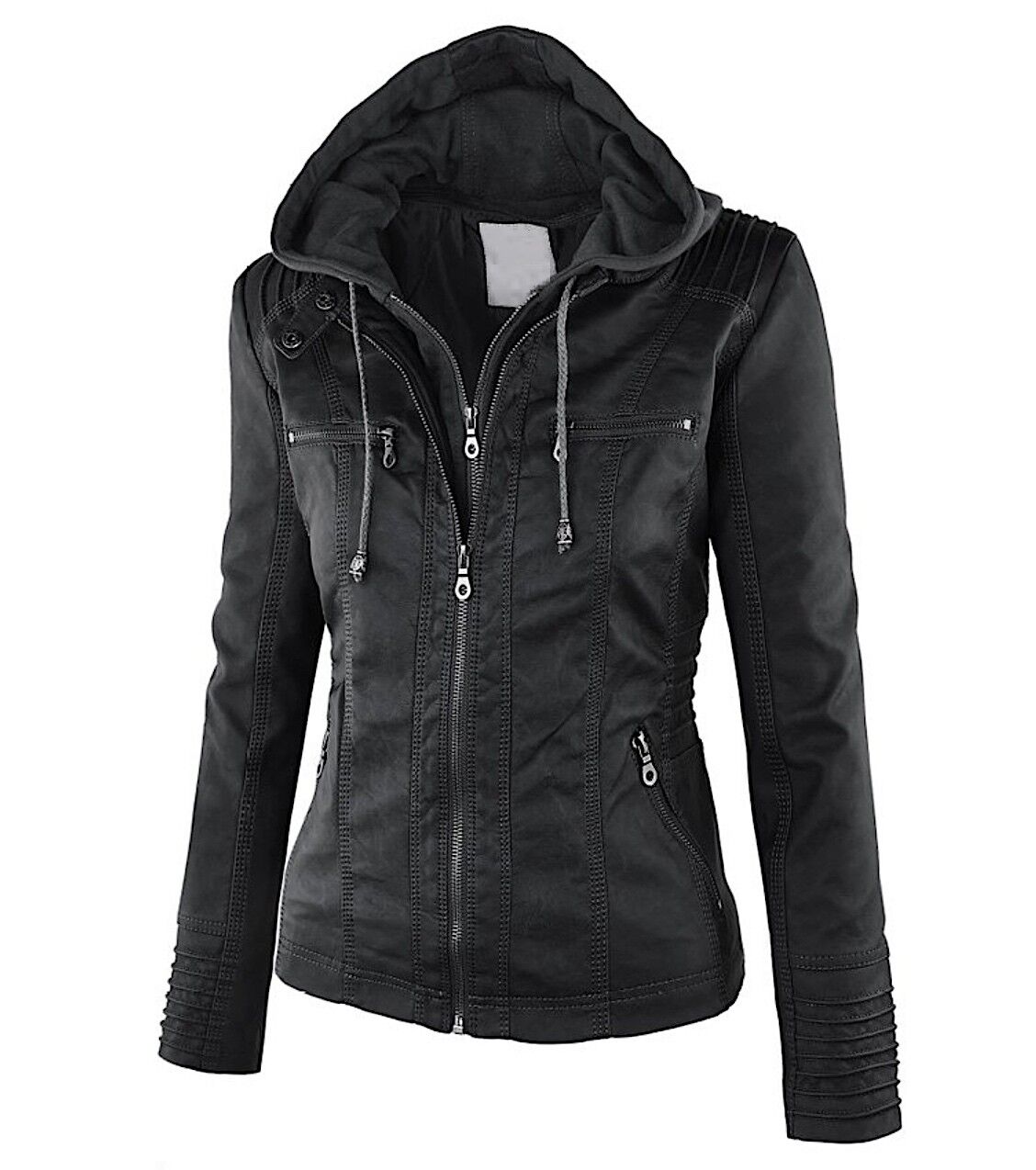 Women's Faux Leather Jacket – Classic Zip-Up Biker Jacket