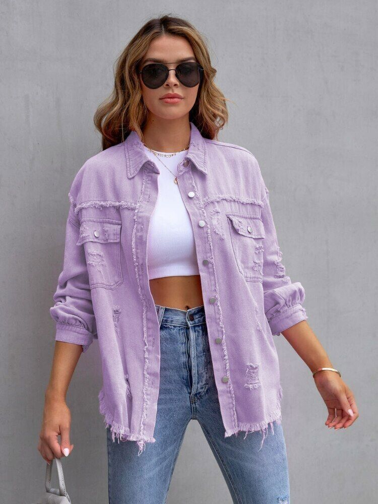 Women's Oversized Jacket – Relaxed Button Front Casual Jacket