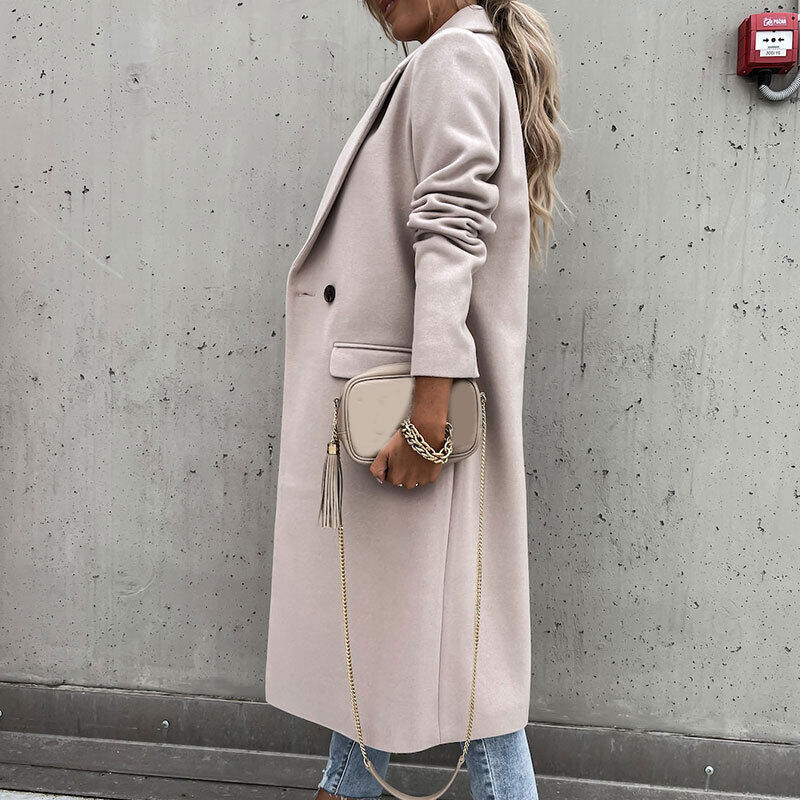 Women's Longline Coat – Tailored Button Front Overcoat