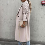 Women's Longline Coat – Tailored Button Front Overcoat