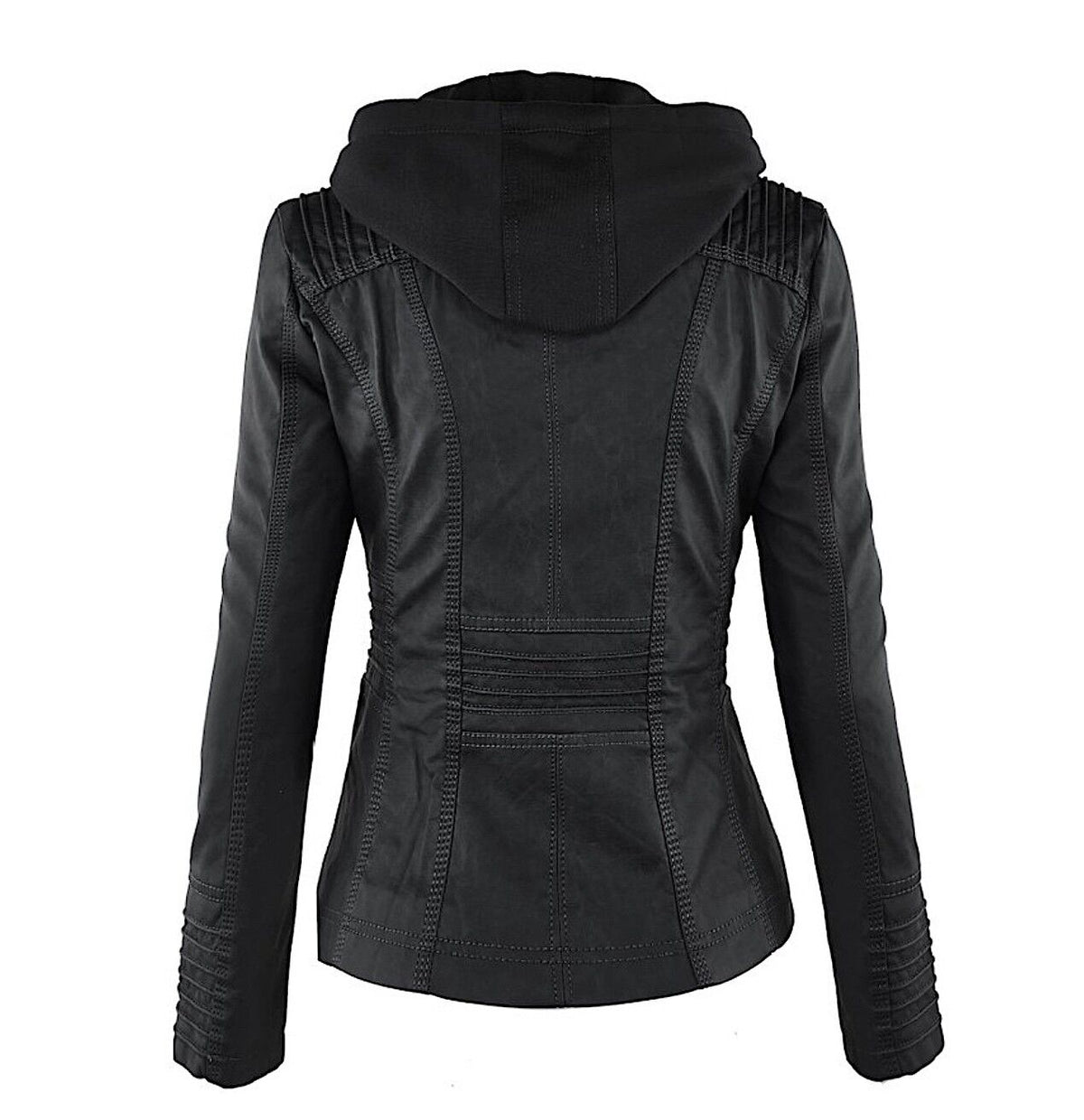 Women's Faux Leather Jacket – Classic Zip-Up Biker Jacket