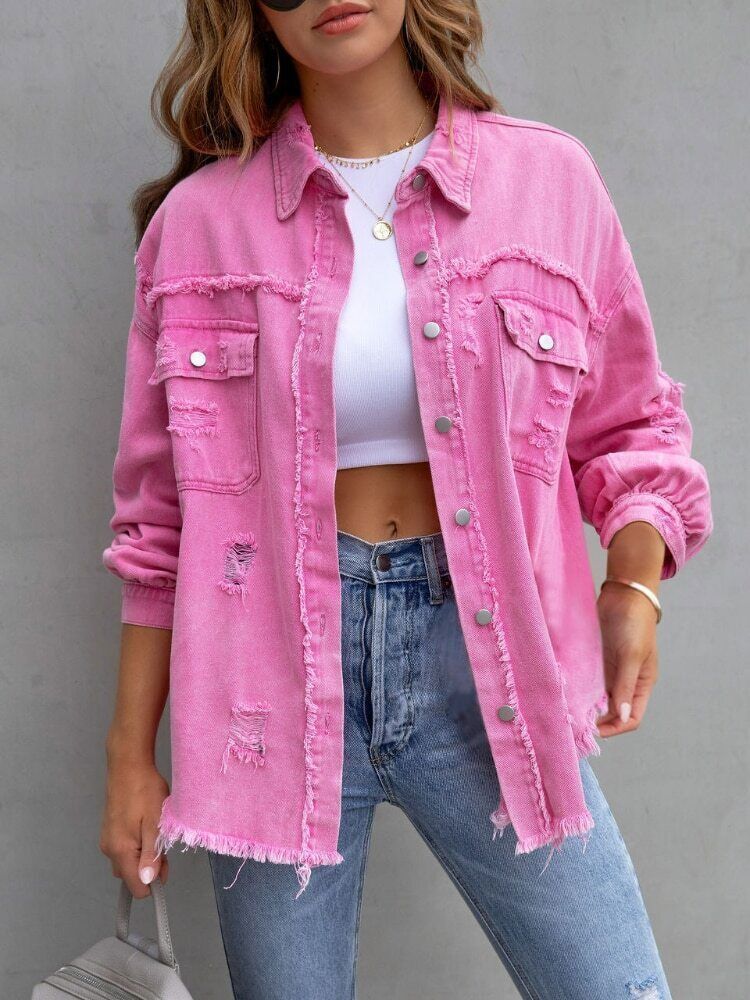 Women's Oversized Jacket – Relaxed Button Front Casual Jacket