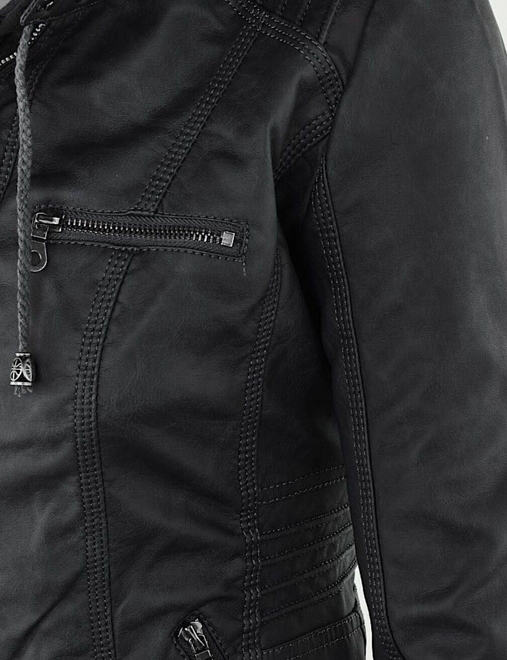 Women's Faux Leather Jacket – Classic Zip-Up Biker Jacket