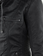 Women's Faux Leather Jacket – Classic Zip-Up Biker Jacket