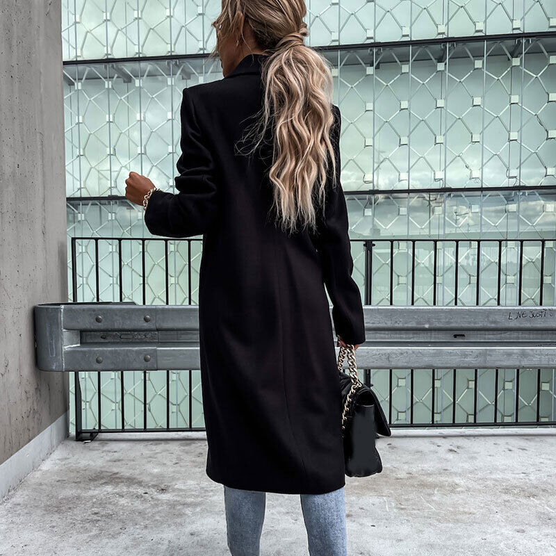 Women's Longline Coat – Tailored Button Front Overcoat