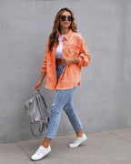 Women's Oversized Jacket – Relaxed Button Front Casual Jacket