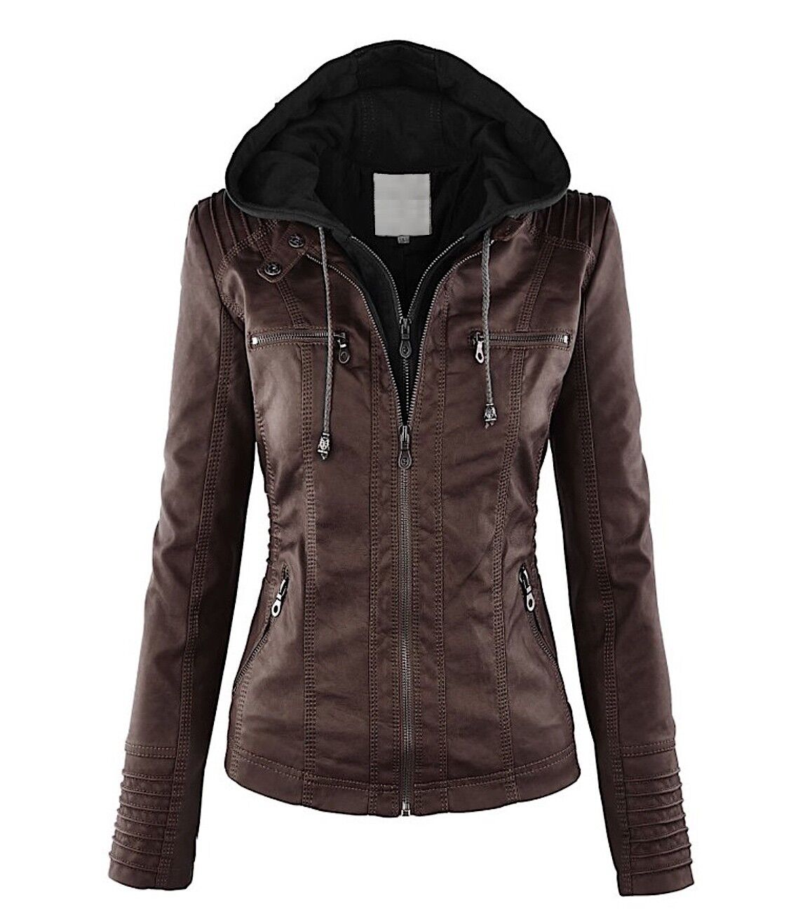Women's Faux Leather Jacket – Classic Zip-Up Biker Jacket