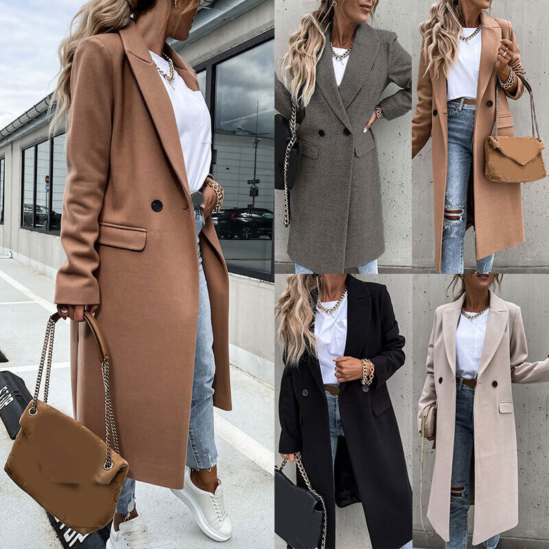 Women's Longline Coat – Tailored Button Front Overcoat