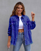 Women's Oversized Jacket – Relaxed Button Front Casual Jacket