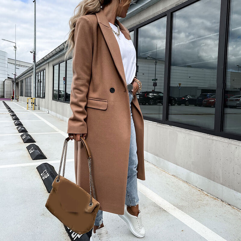 Women's Longline Coat – Tailored Button Front Overcoat
