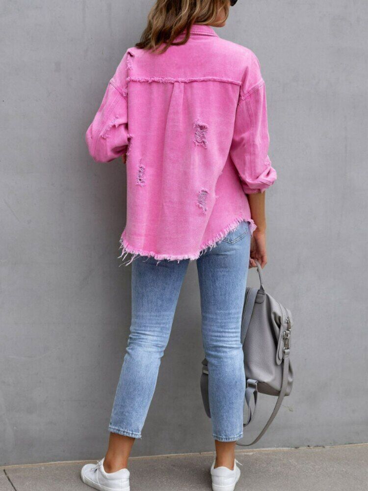 Women's Oversized Jacket – Relaxed Button Front Casual Jacket