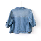 Women's Short Sleeve Jean Jacket – Cropped Relaxed Fit Button Jacket