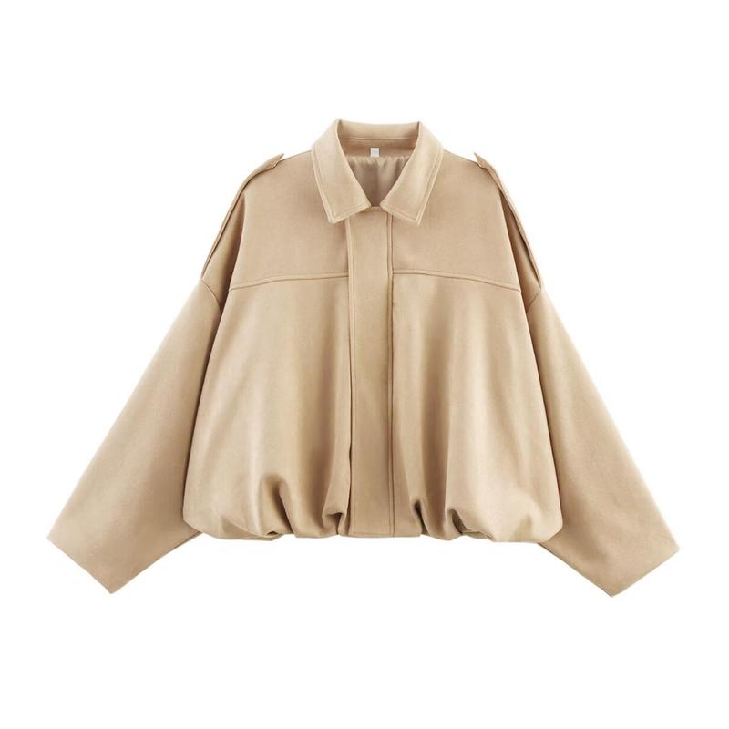 Women's Faux Suede Bomber Jacket – Casual Flight Jacket