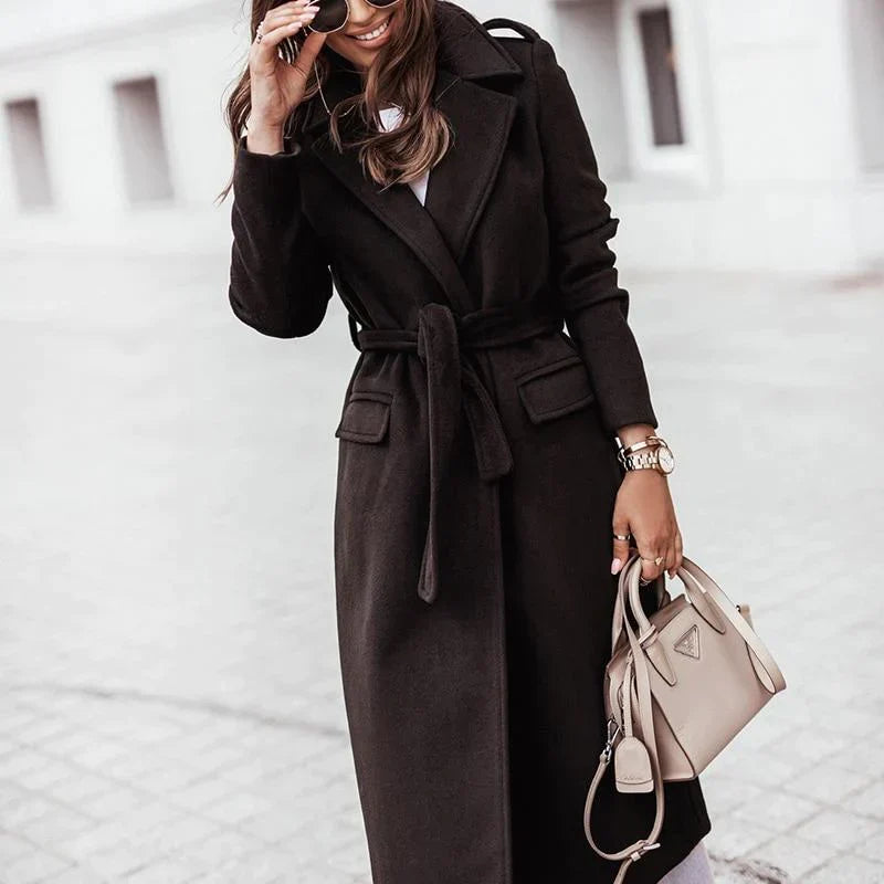 Women's Long Winter Coat – Tailored Button Front Cold Weather Coat