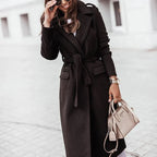 Women's Long Winter Coat – Tailored Button Front Cold Weather Coat