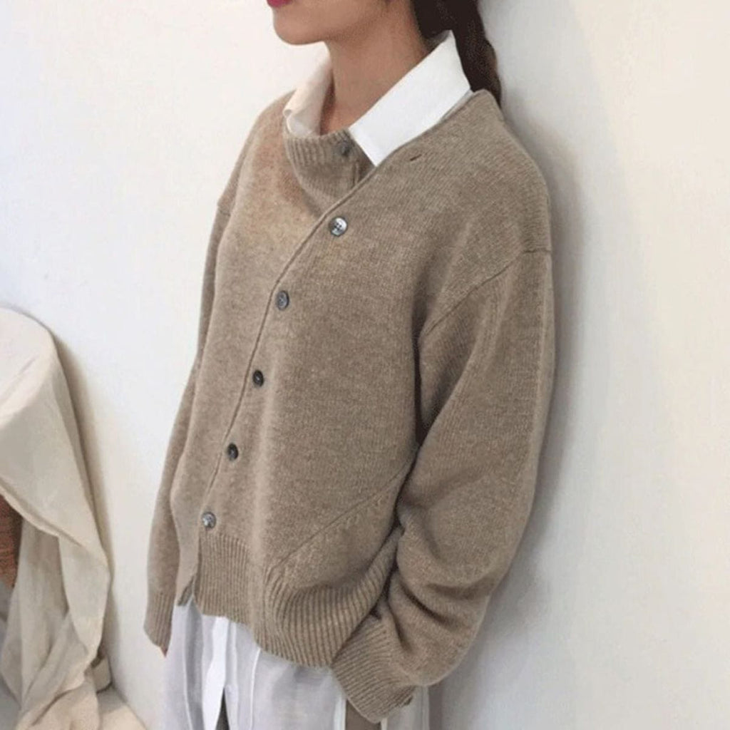 Women's Asymmetrical Button Cardigan – Wrap Front Layered Cardigan