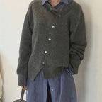 Women's Asymmetrical Button Cardigan – Wrap Front Layered Cardigan