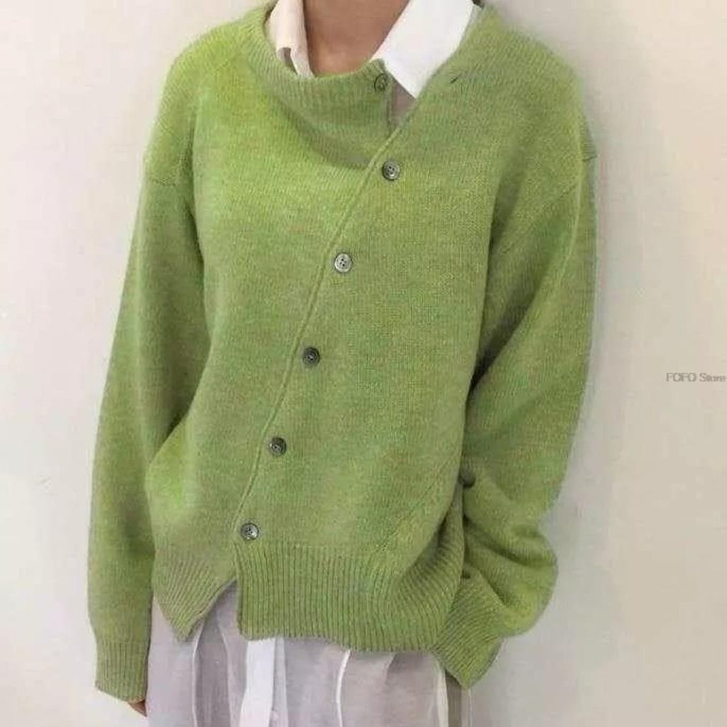 Women's Asymmetrical Button Cardigan – Wrap Front Layered Cardigan