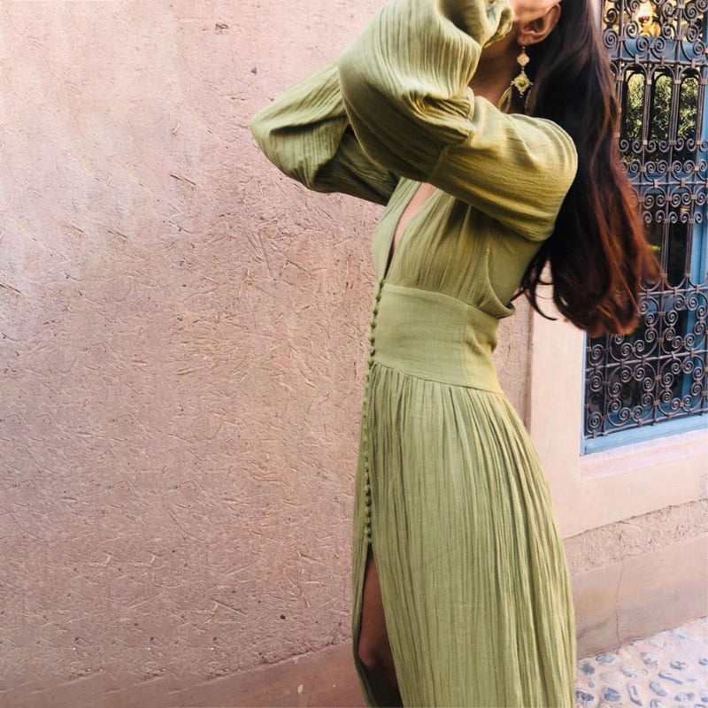 Women's Boho V-Neck Maxi Dress – Sleeveless Flowy Long Dress