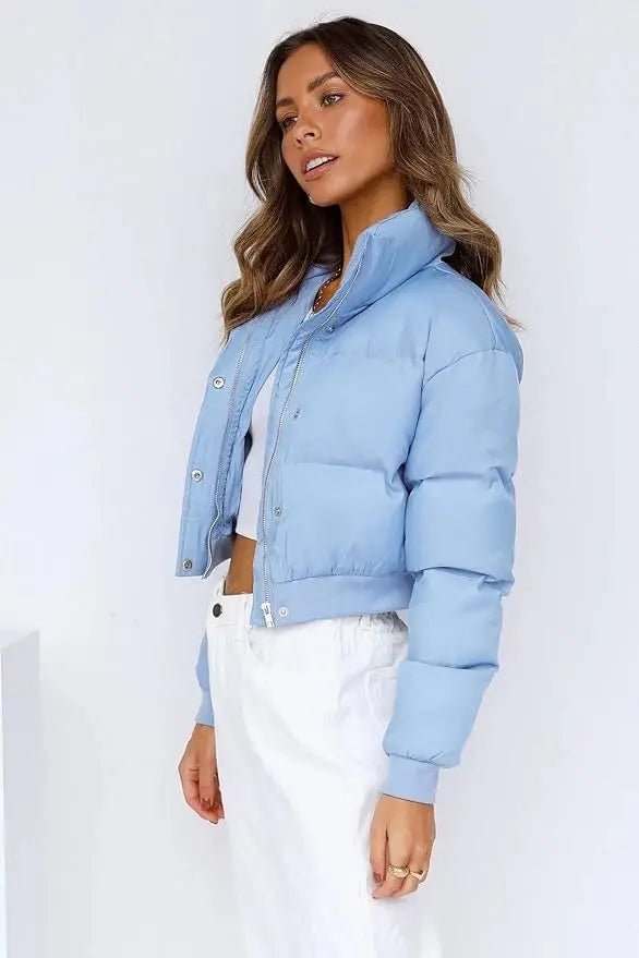 Women's Boxy Puffer Jacket – Cropped Quilted Winter Jacket
