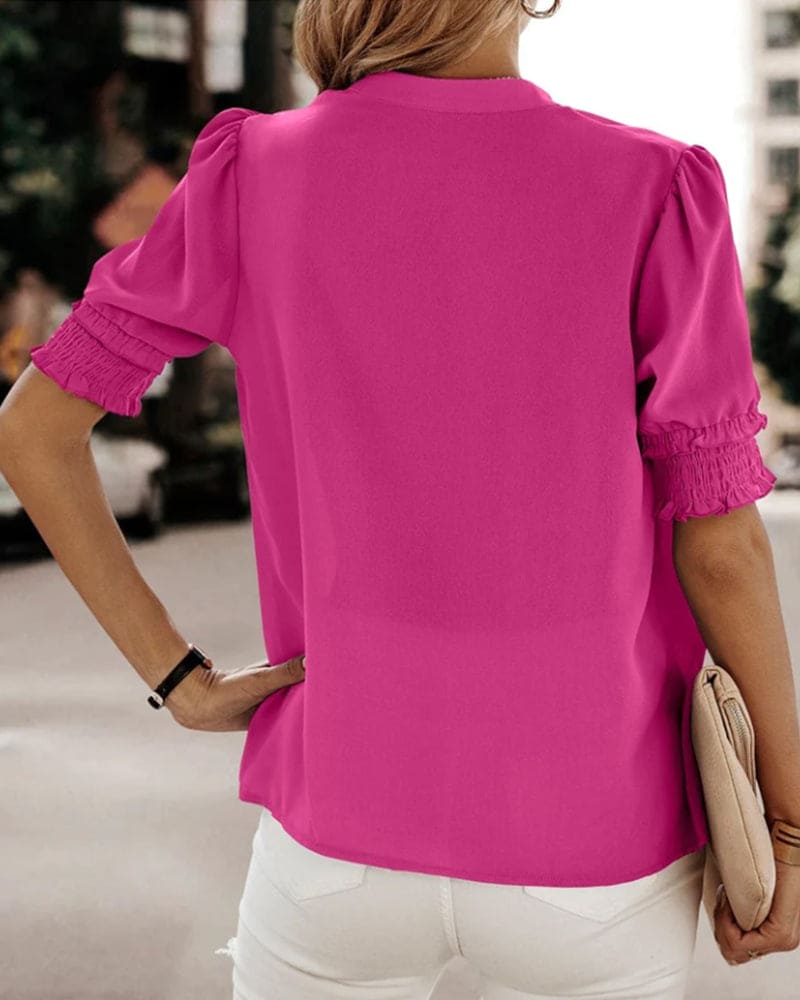 Kaia | V-Neck Short Sleeve Blouse