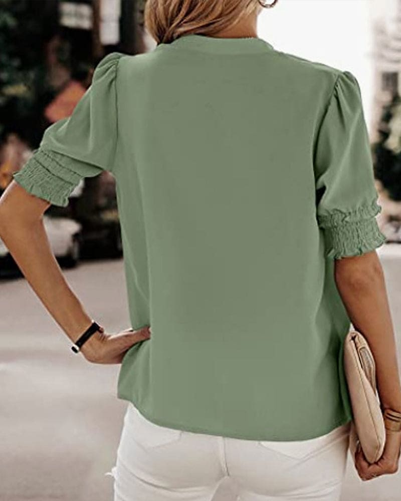 Kaia | V-Neck Short Sleeve Blouse
