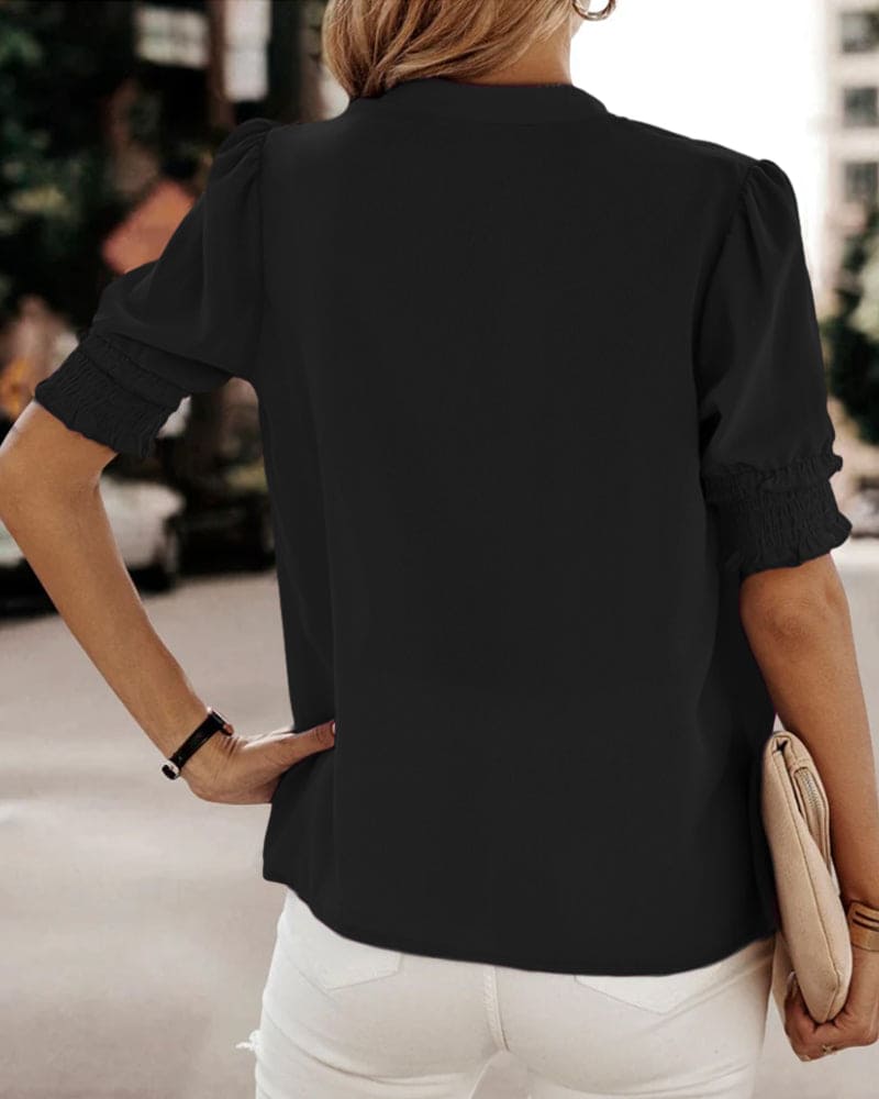 Kaia | V-Neck Short Sleeve Blouse
