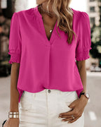 Kaia | V-Neck Short Sleeve Blouse