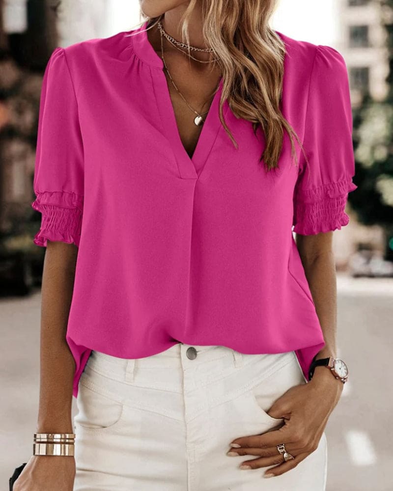 Kaia | V-Neck Short Sleeve Blouse