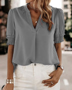 Kaia | V-Neck Short Sleeve Blouse