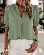 Kaia | V-Neck Short Sleeve Blouse