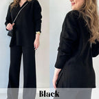Women's Ribbed Oversized Loungewear Set – Side Slit Top and Elastic Waist Pants Set