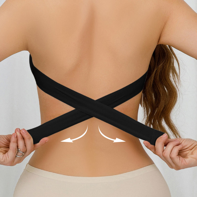 Women's Strapless Wireless Bra – Crossover Side Closure Support Bra