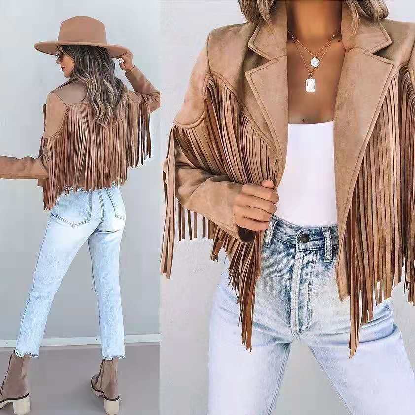 Women's Fringe Western Jacket – Tassel Detail Zip-Up Jacket