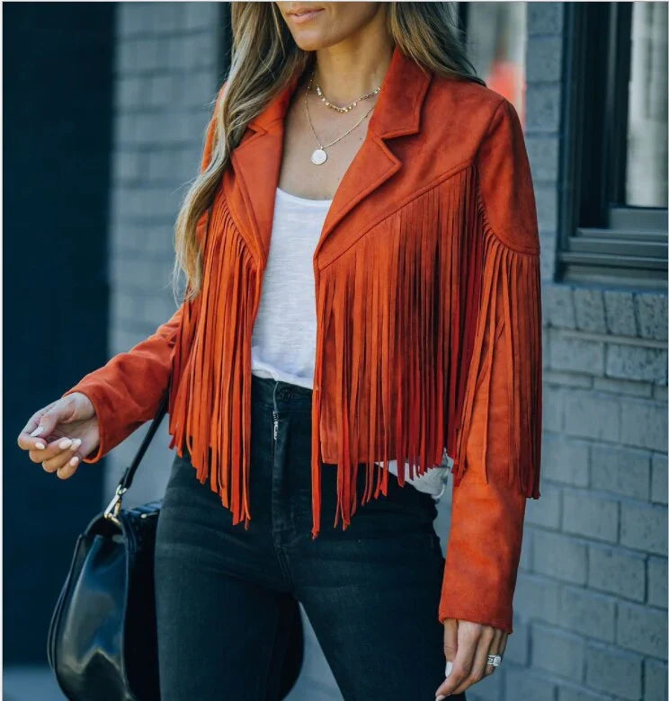 Women's Fringe Western Jacket – Tassel Detail Zip-Up Jacket