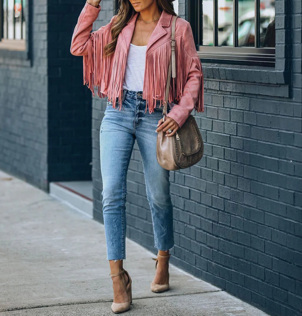 Women's Fringe Western Jacket – Tassel Detail Zip-Up Jacket