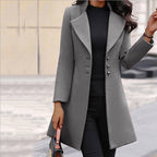 Women's Folded Collar Coat – Button Front Relaxed Longline Coat