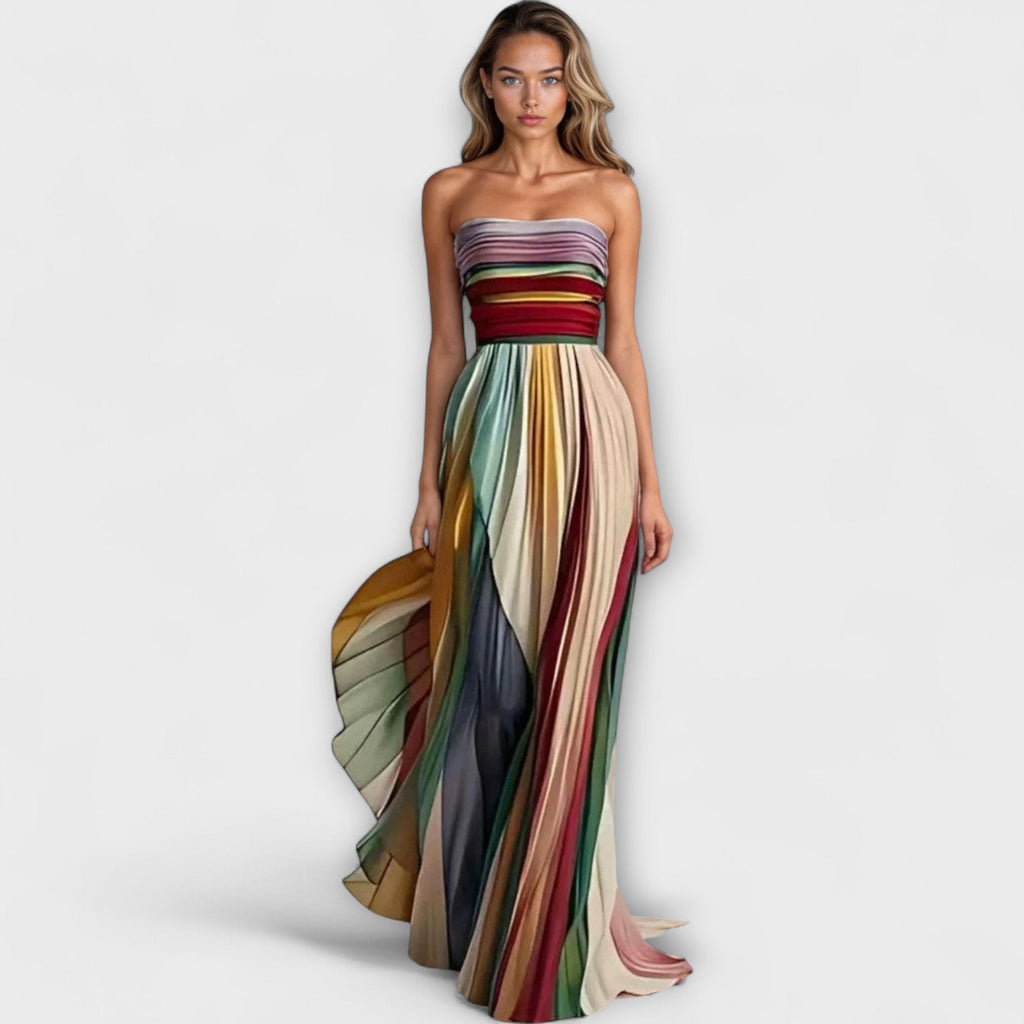 Women's Pleated Maxi Dress – Strapless Evening Dress – Avery