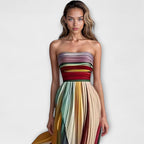 Women's Pleated Maxi Dress – Strapless Evening Dress – Avery